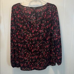 Thakoon Women's Black and Red Printed Top